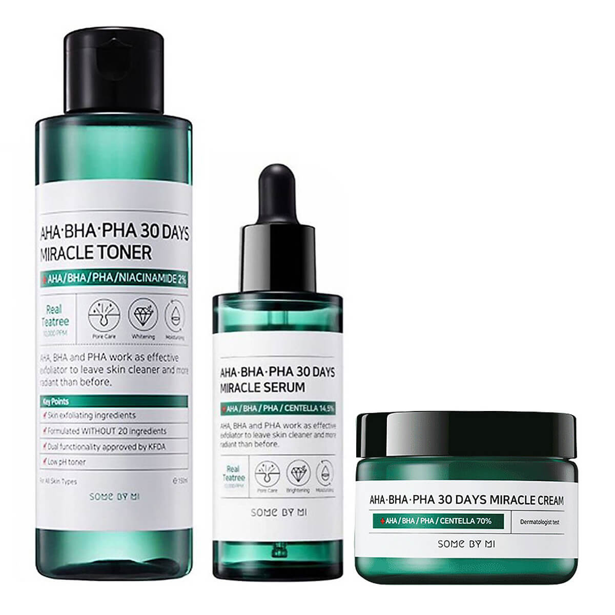 AHA-BHA-PHA 30 Days Miracle Trio (Toner, Serum, Cream)